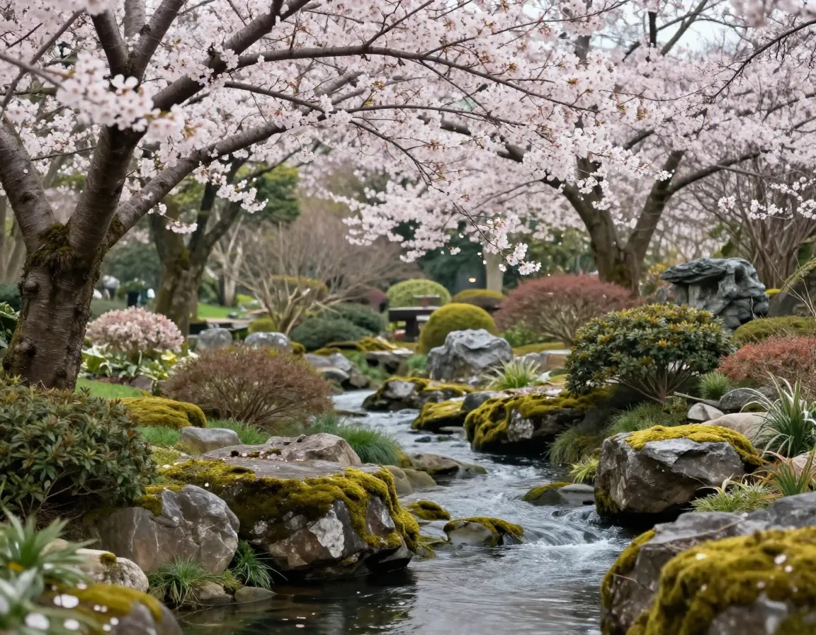 Beautiful garden landscape illustration